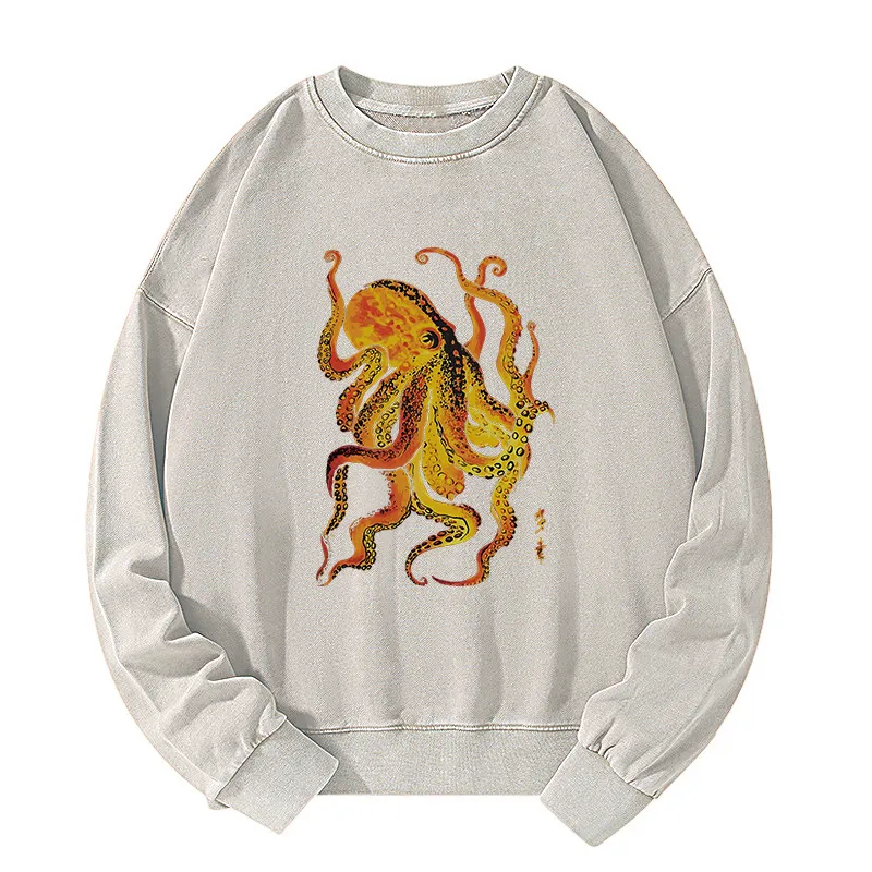 Tokyo-Tiger Deep Sea Gorgeous Octopus Washed Sweatshirt