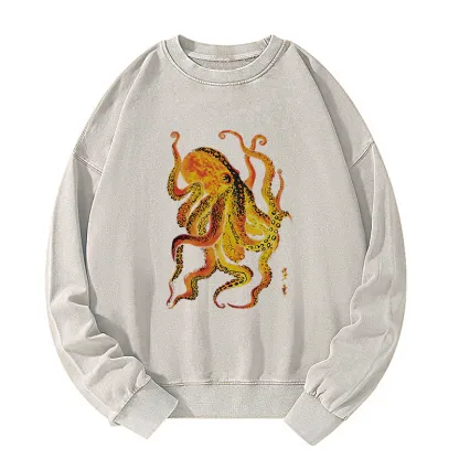 Tokyo-Tiger Deep Sea Gorgeous Octopus Washed Sweatshirt
