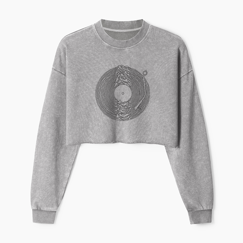 Tokyo-Tiger Record Player Japanese Washed Crop Sweatshirt