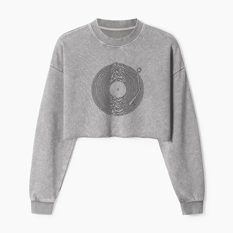 Tokyo-Tiger Record Player Japanese Washed Crop Sweatshirt