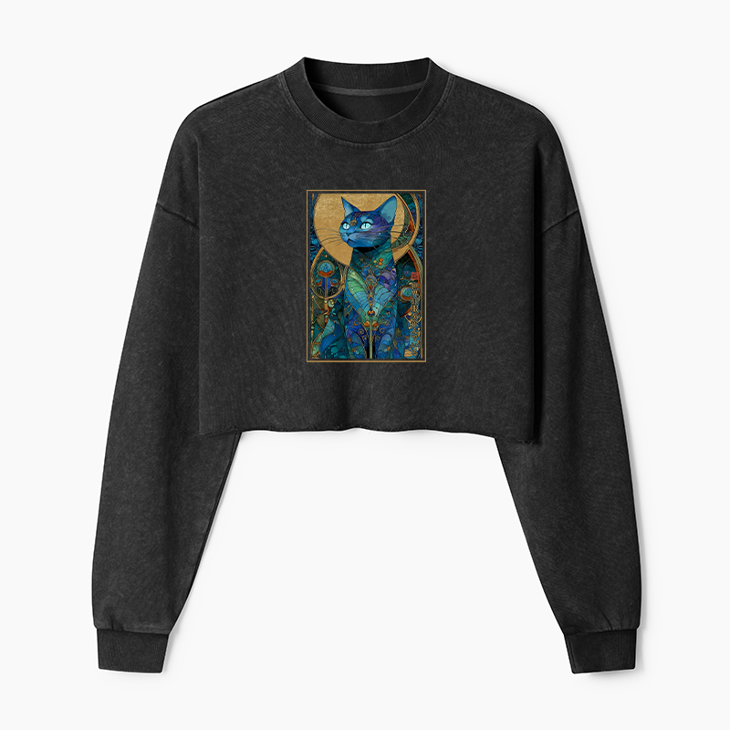 Tokyo-Tiger The Cat’s Plan To Rule Them All Washed Crop Sweatshirt