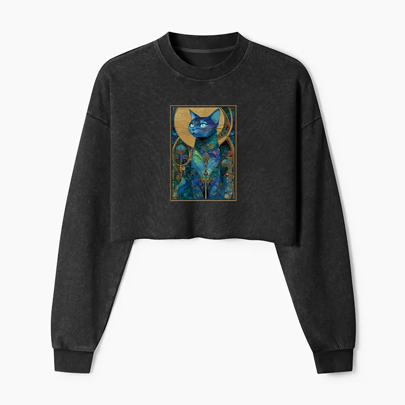 Tokyo-Tiger The Cat’s Plan To Rule Them All Washed Crop Sweatshirt