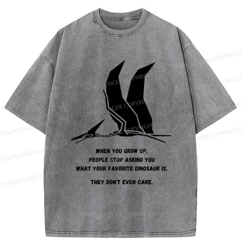 Tokyo-Tiger Funny Dinosaur Washed T-Shirt