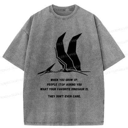 Tokyo-Tiger Funny Dinosaur Washed T-Shirt