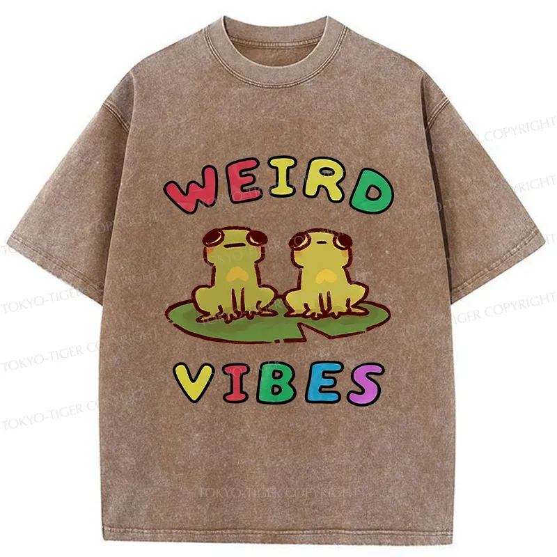 Tokyo-Tiger Weird Vibes Funny Washed T-Shirt
