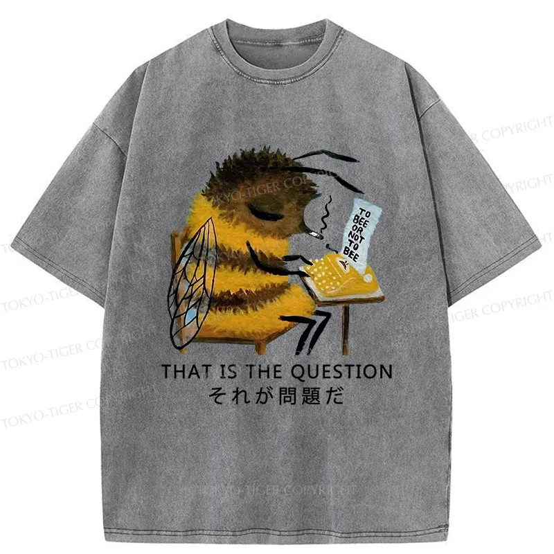 Tokyo-Tiger Bee Writer Funny Washed T-Shirt Sale