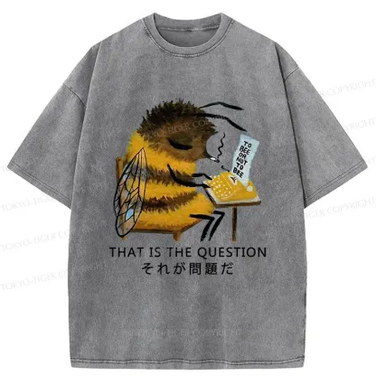 Tokyo-Tiger Bee Writer Funny Washed T-Shirt