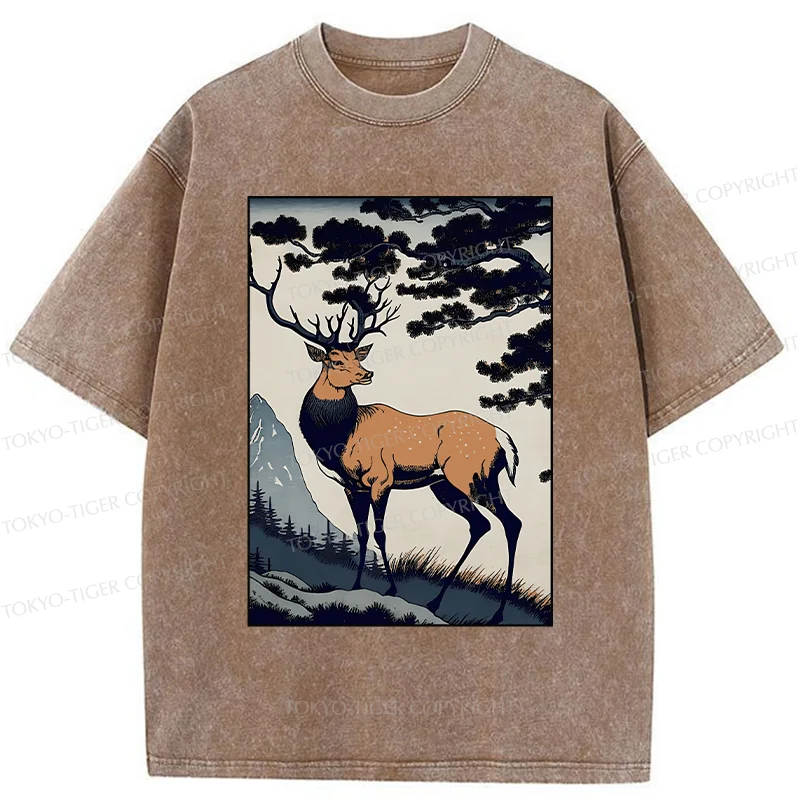 Tokyo-Tiger Japanese Traditional Deer Washed T-Shirt