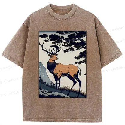 Tokyo-Tiger Japanese Traditional Deer Washed T-Shirt