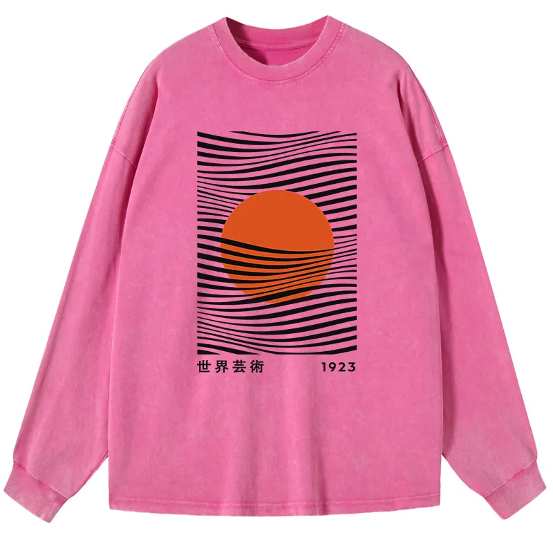 Tokyo-Tiger Minimalist Art Sun Washed Long Sleeve T-Shirt