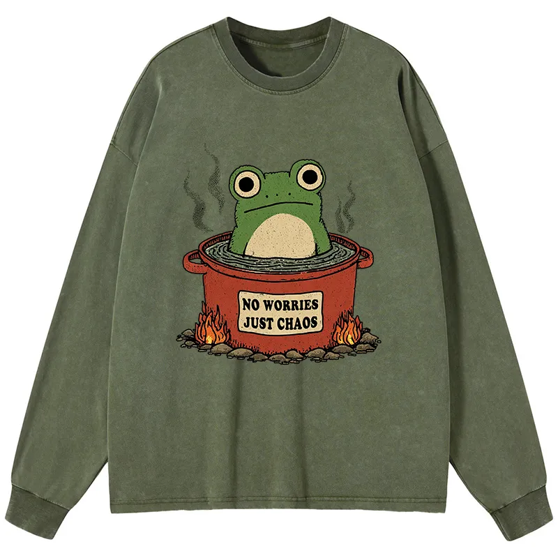 Tokyo-Tiger Frog：No Worries，Just Chaos Washed Long Sleeve T-Shirt