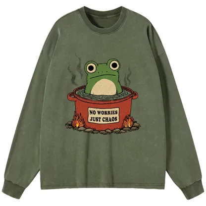 Tokyo-Tiger Frog：No Worries，Just Chaos Washed Long Sleeve T-Shirt