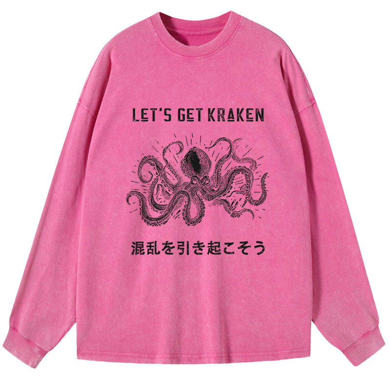 Tokyo-Tiger Funny Octopus：Let’s Get Kraken Washed Long Sleeve T-Shirt
