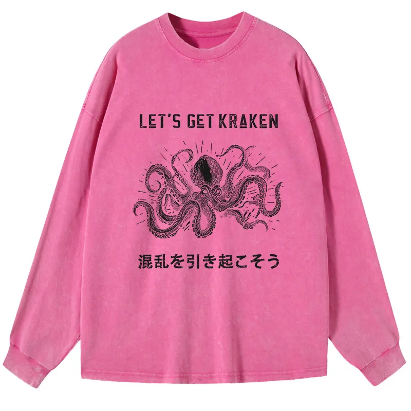 Tokyo-Tiger Funny Octopus：Let’s Get Kraken Washed Long Sleeve T-Shirt