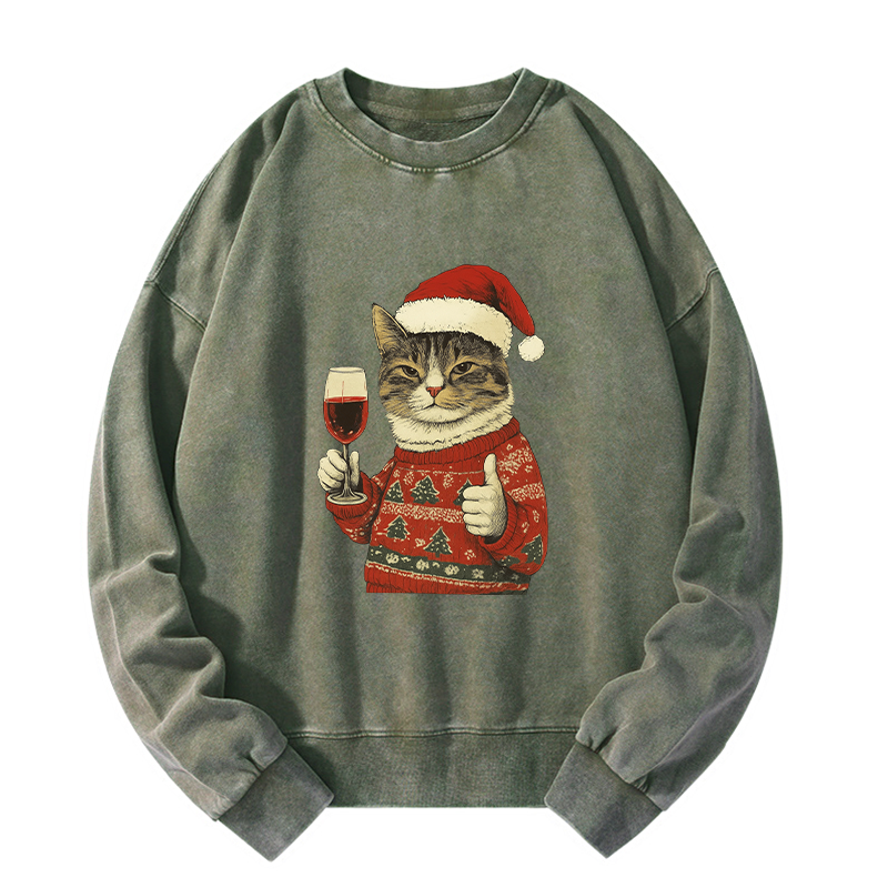 Tokyo-Tiger Christmas Cat Likes Washed Sweatshirt