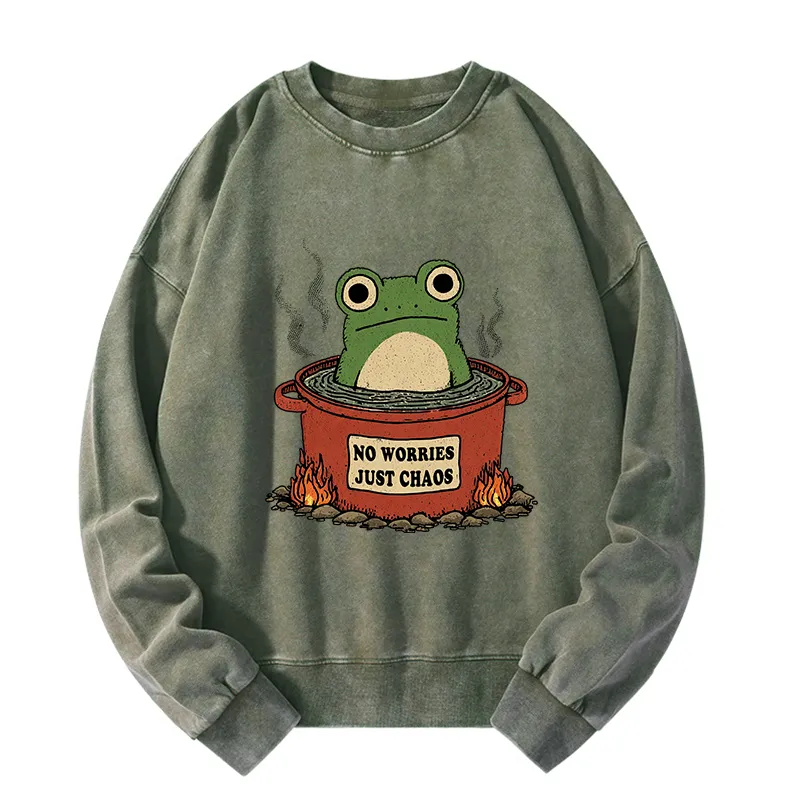 Tokyo-Tiger Frog：No Worries，Just Chaos Washed Sweatshirt