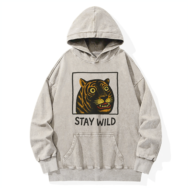 Tokyo-Tiger Silly And Cute Tiger Washed Hoodie