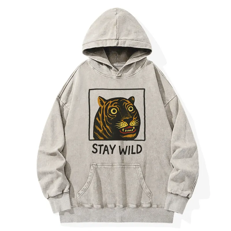 Tokyo-Tiger Silly And Cute Tiger Washed Hoodie