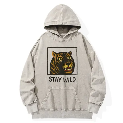 Tokyo-Tiger Silly And Cute Tiger Washed Hoodie
