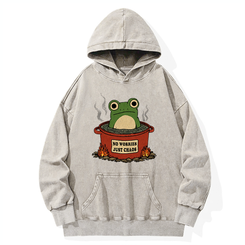 Tokyo-Tiger Frog：No Worries，Just Chaos Washed Hoodie