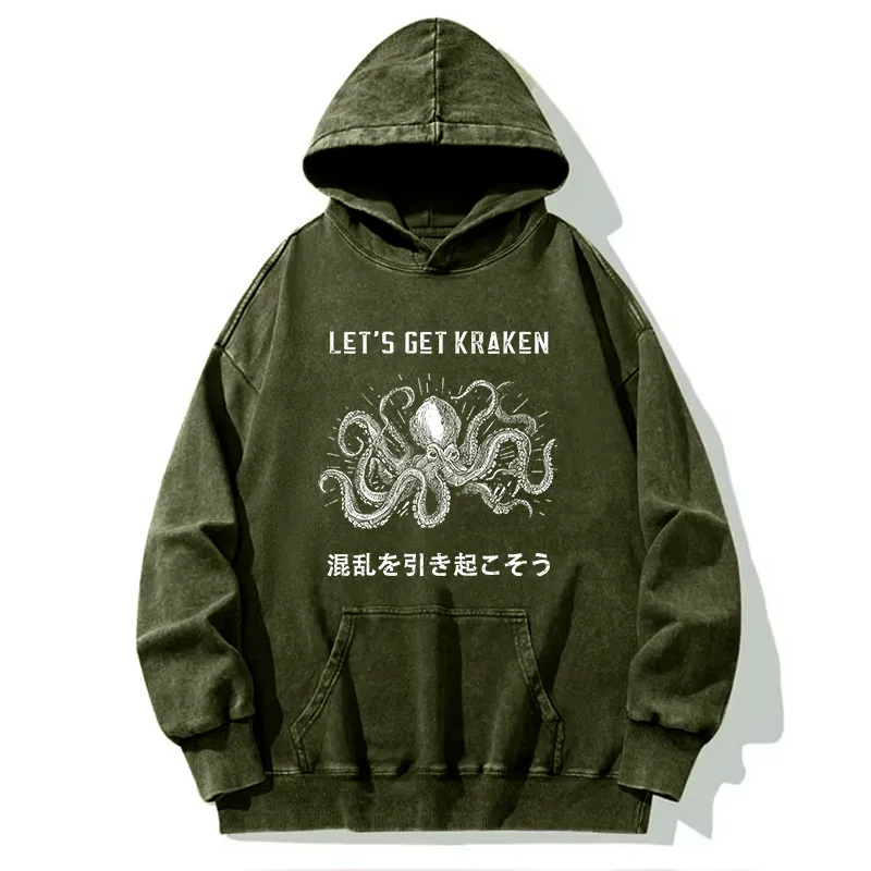 Tokyo-Tiger Funny Octopus：Let’s Get Kraken Washed Hoodie