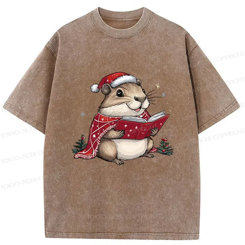 Tokyo-Tiger Christmas Hamster Washed T-Shirt