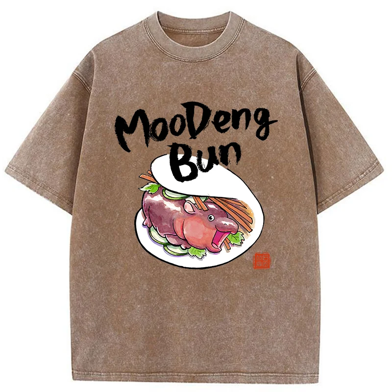 Tokyo-Tiger Delicious Moo Deng Japanese Bun Washed T-Shirt