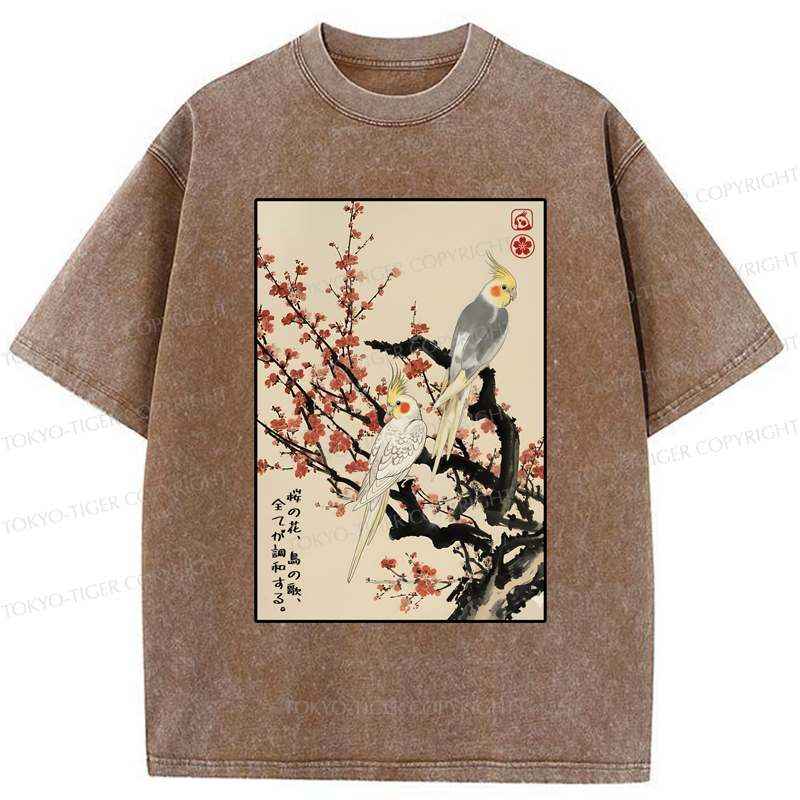Tokyo-Tiger Whispers of Silent Blossoms Washed T-Shirt
