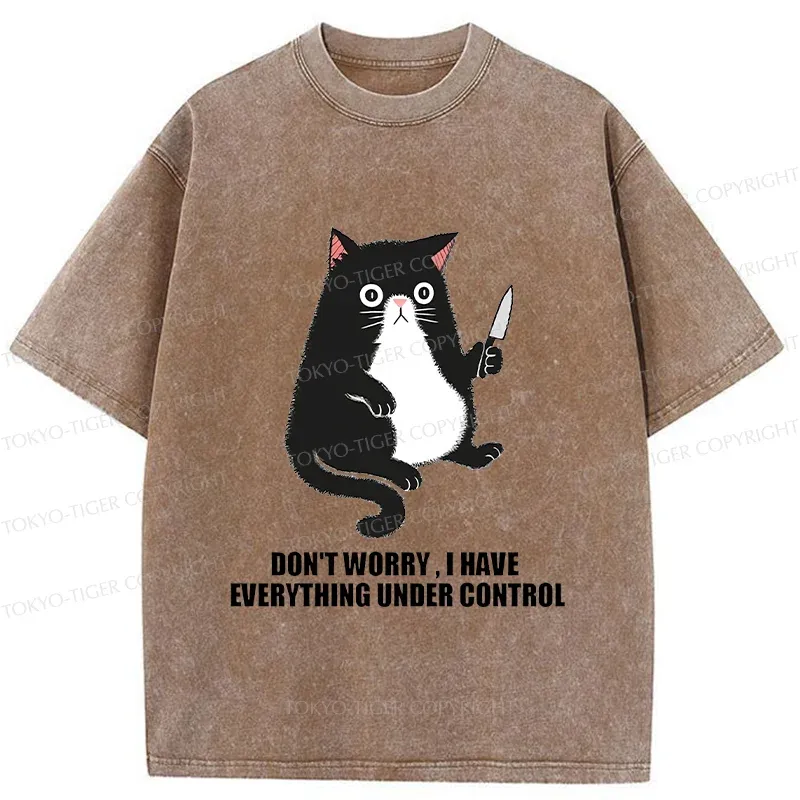 Tokyo-Tiger Cat Said Don't Worry Washed T-Shirt