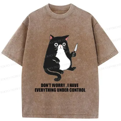 Tokyo-Tiger Cat Said Don't Worry Washed T-Shirt