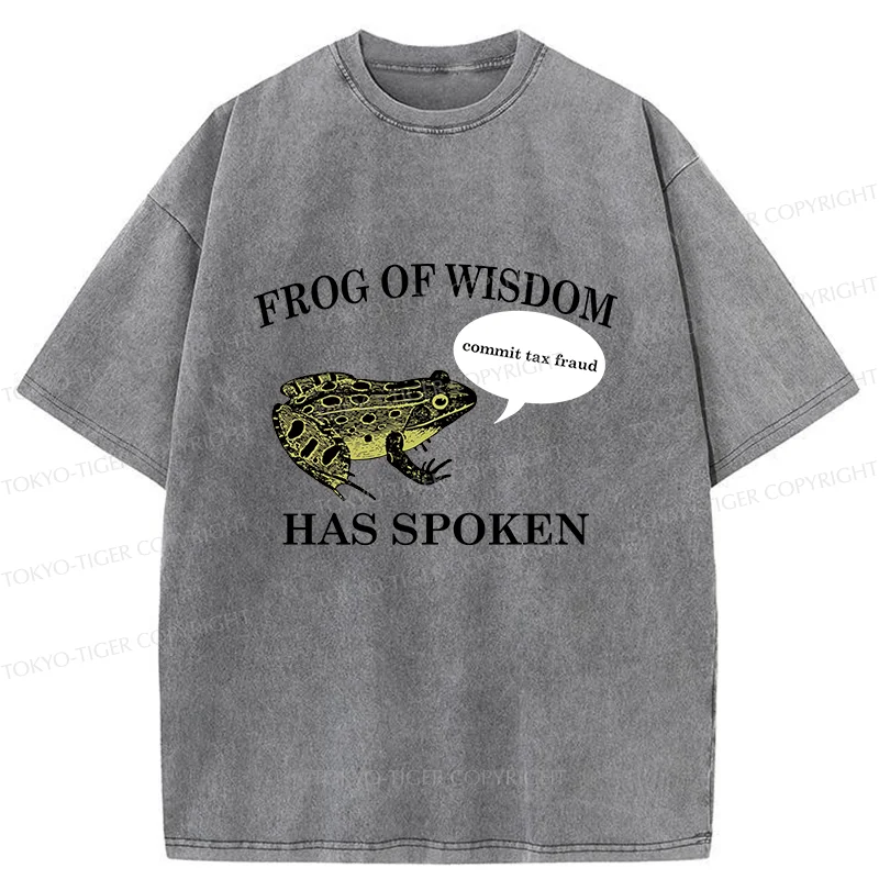 Tokyo-Tiger Frog Of Wisdom Funny Washed T-Shirt