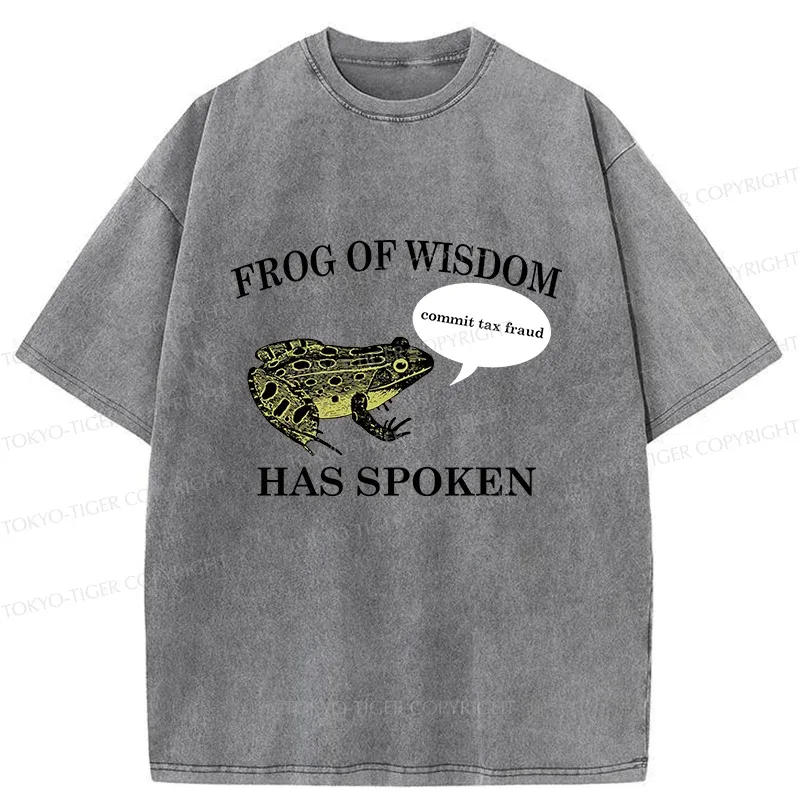 Tokyo-Tiger Frog Of Wisdom Funny Washed T-Shirt