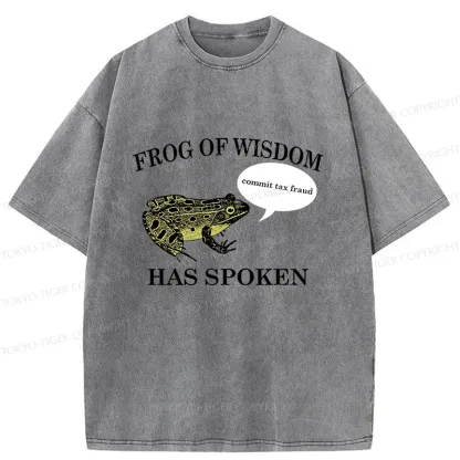Tokyo-Tiger Frog Of Wisdom Funny Washed T-Shirt