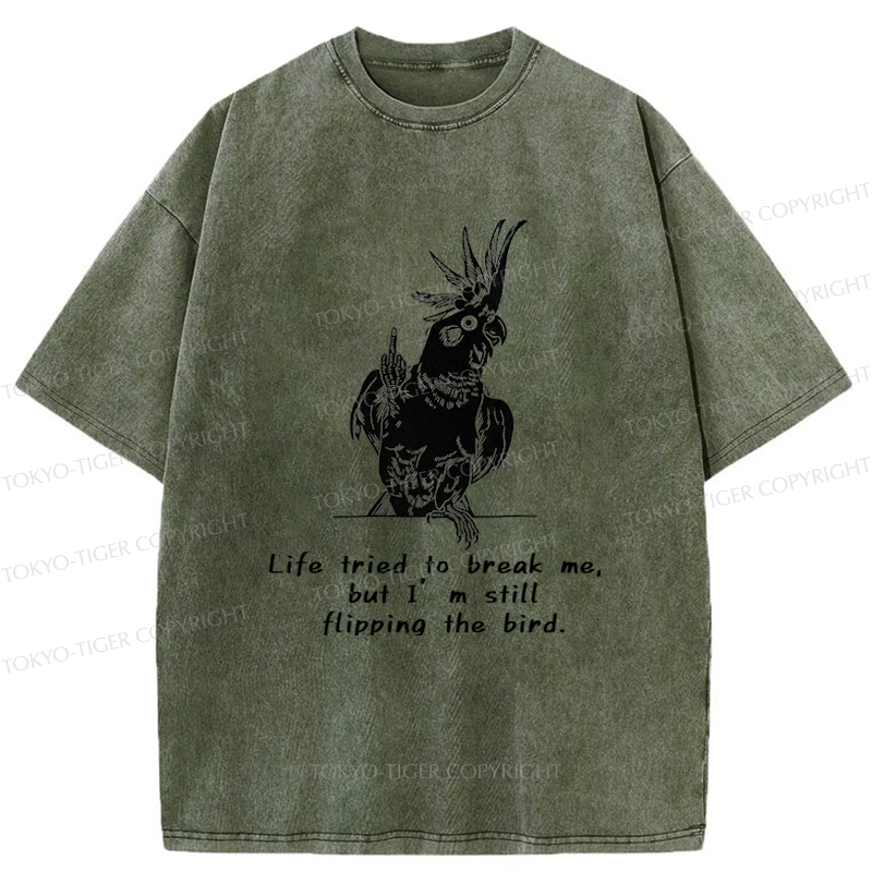 Tokyo-Tiger Attitude Towards Life Washed T-Shirt