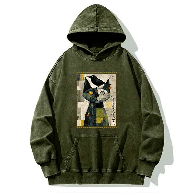 Tokyo-Tiger The Cat And The Crow Are Planning To Rule The World Washed Hoodie