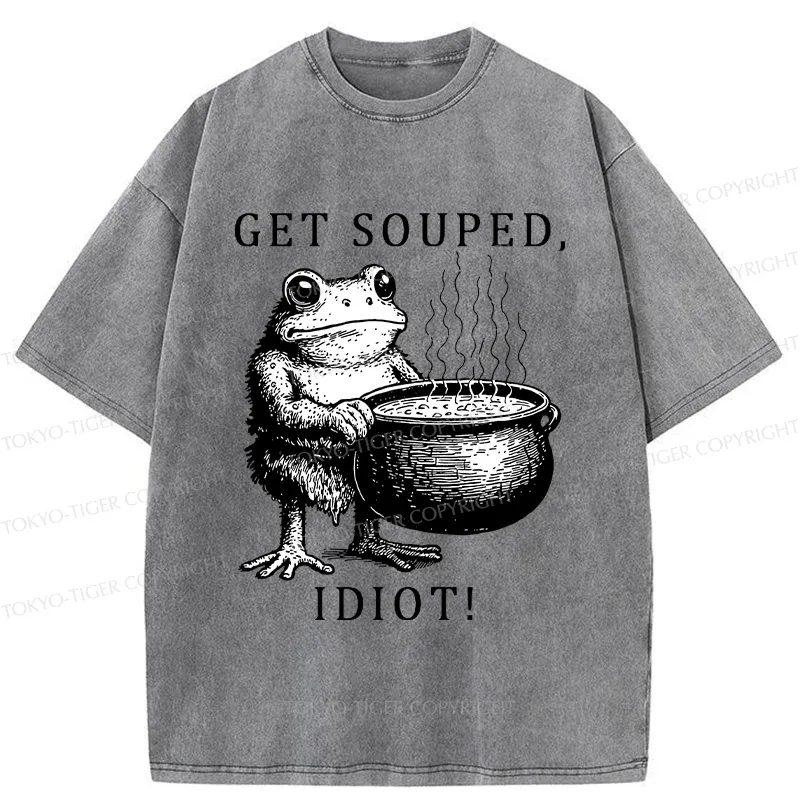 Tokyo-Tiger Get Soup Funny Washed T-Shirt