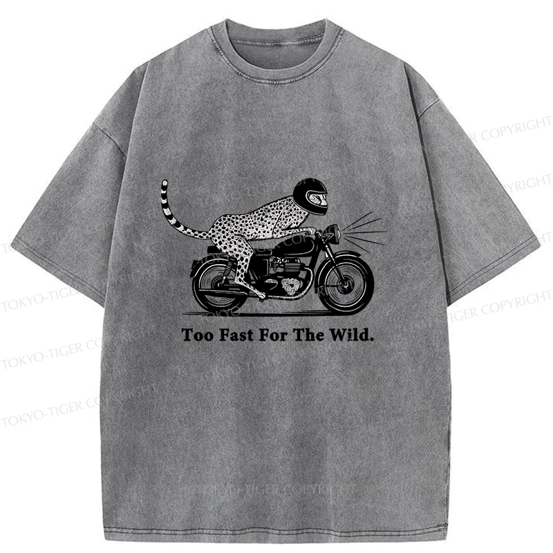 Tokyo-Tiger Cheetah Riding A Motorcycle Washed T-Shirt