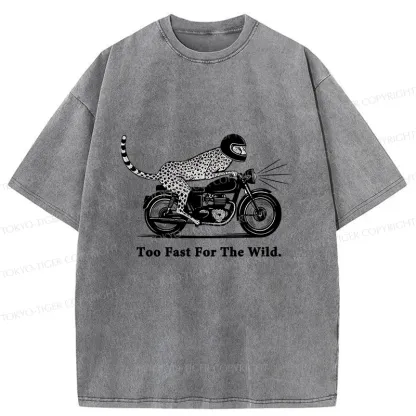 Tokyo-Tiger Cheetah Riding A Motorcycle Washed T-Shirt