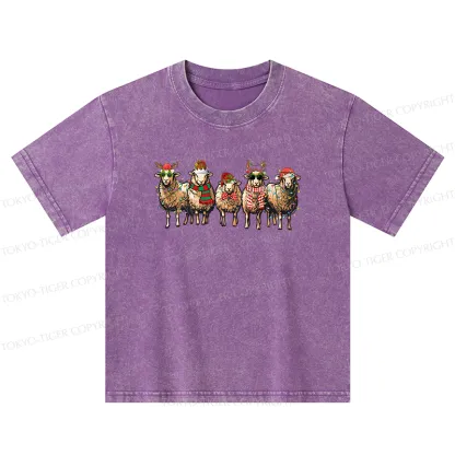 Tokyo-Tiger Christmas Sheep Kids Washed T-Shirt
