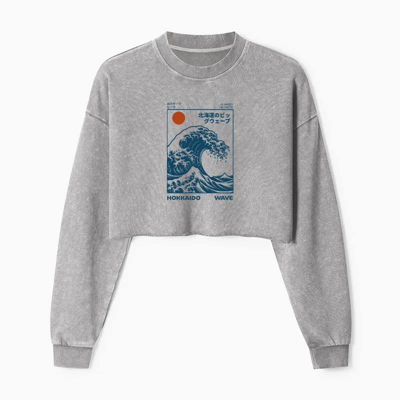 Tokyo-Tiger Hokkaido Wave Japan Washed Crop Sweatshirt
