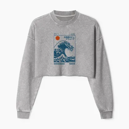 Tokyo-Tiger Hokkaido Wave Japan Washed Crop Sweatshirt