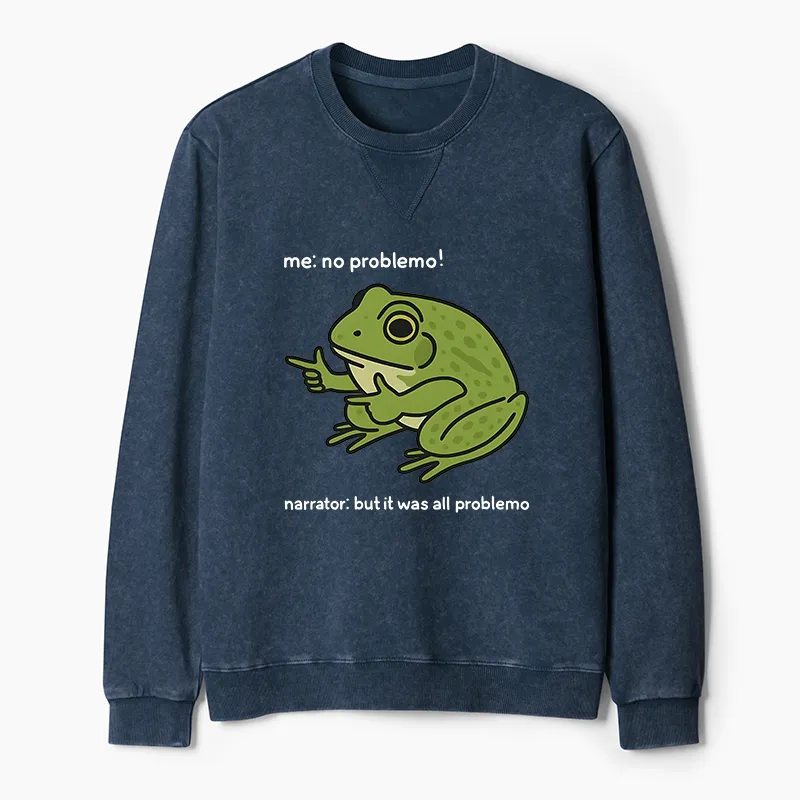 Tokyo-Tiger Stupid Frog Meme Washed Terry Sweatshirt