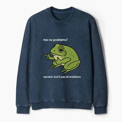Tokyo-Tiger Stupid Frog Meme Washed Terry Sweatshirt