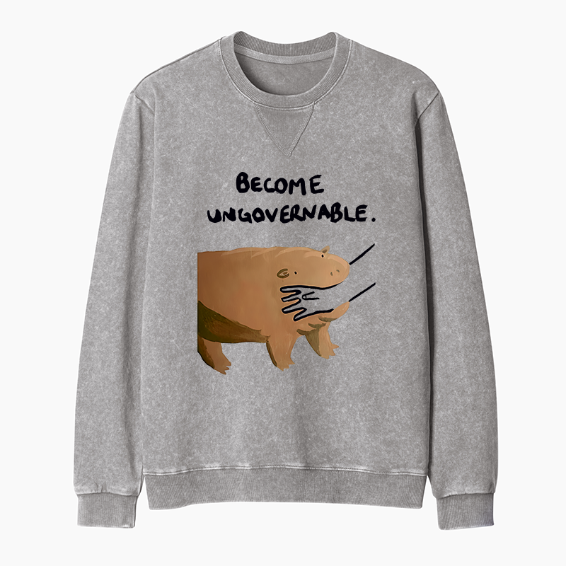 Tokyo-Tiger Moo Deng Bites Someone's Arm Washed Terry Sweatshirt