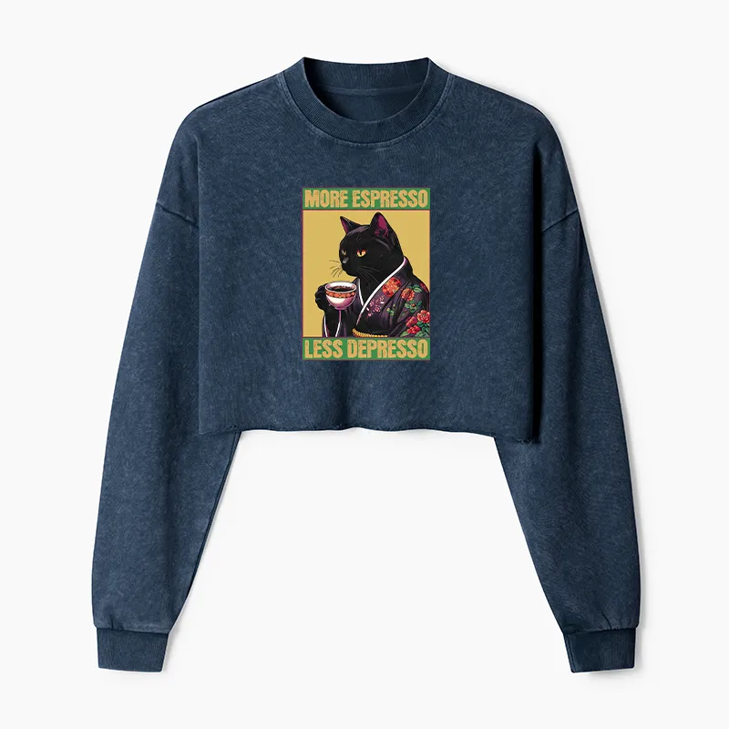 Tokyo-Tiger Up Caffeine Down Depression Washed Crop Sweatshirt