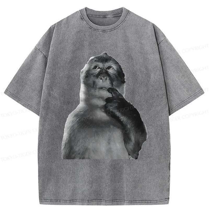Tokyo-Tiger Thinking Monkey Washed T-Shirt
