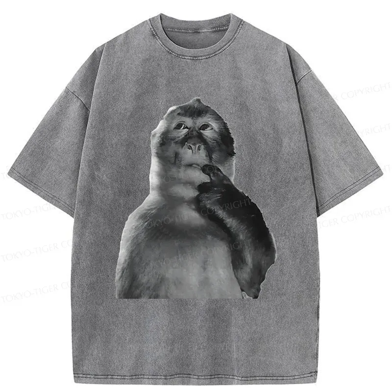 Tokyo-Tiger Thinking Monkey Washed T-Shirt