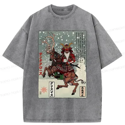 Tokyo-Tiger Ukiyo-e Santa Claus Washed T-Shirt