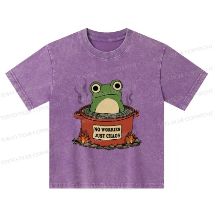 Tokyo-Tiger Frog：No Worries，Just Chaos Kids Washed T-Shirt