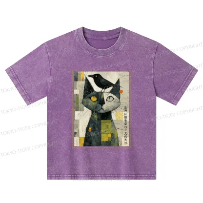 Tokyo-Tiger The Cat And The Crow Are Planning To Rule The World Kids Washed T-Shirt